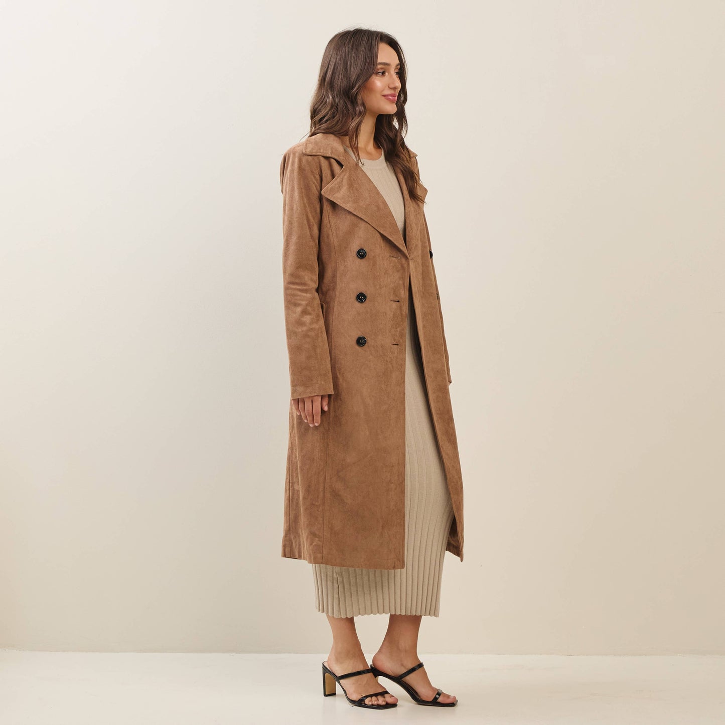 Vegan suede trench coat