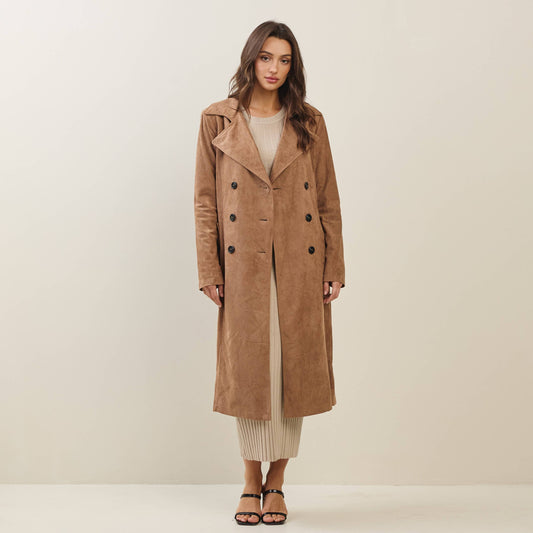 Vegan suede trench coat