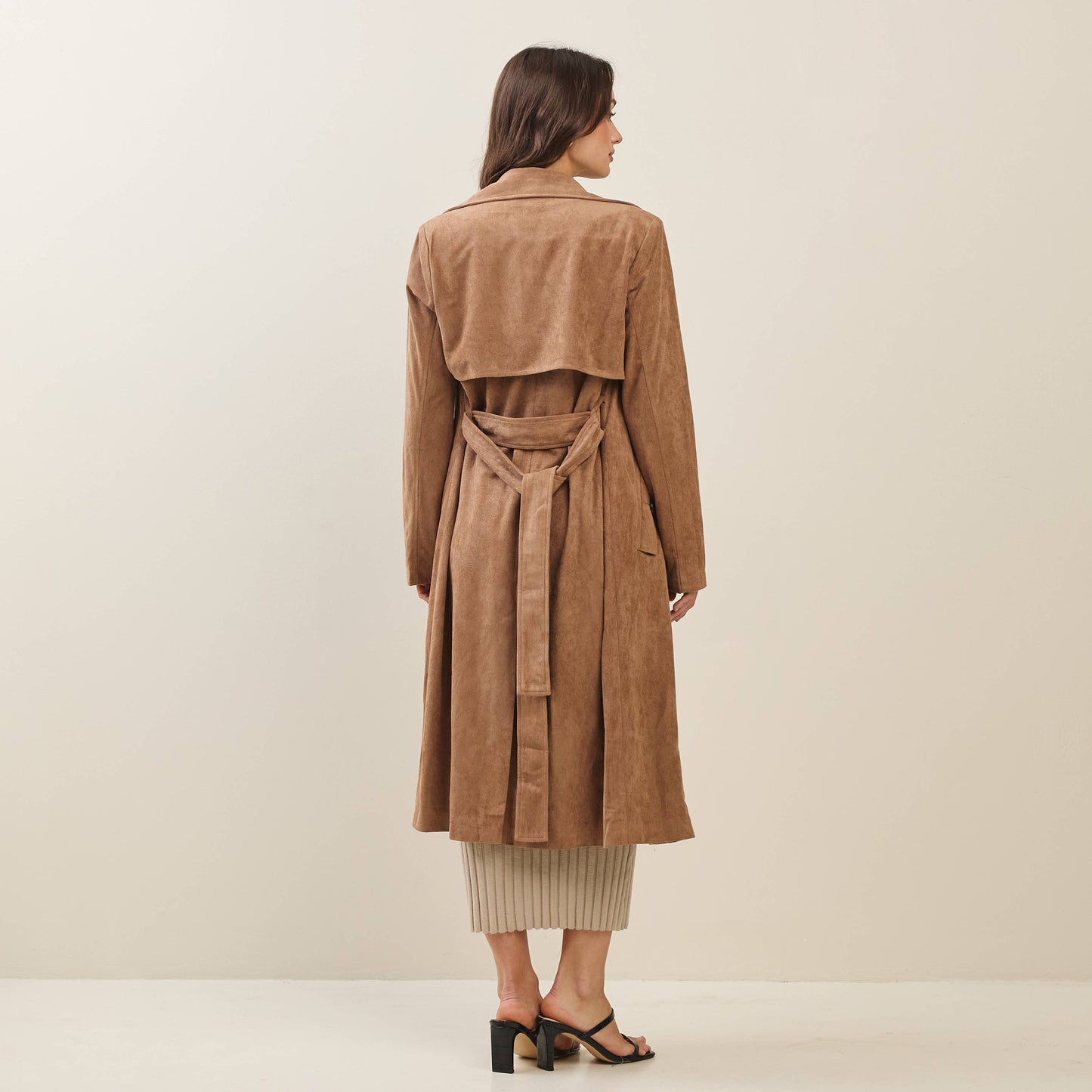 Vegan suede trench coat