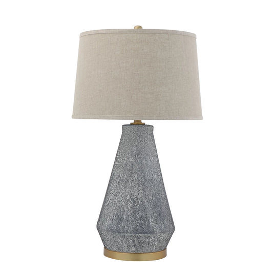 Ceramic Textured Lamp with Linen Shade