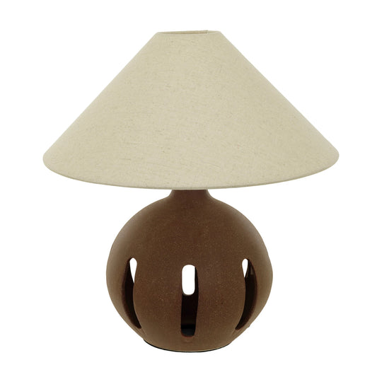 Ceramic Cut Out Lamp with Linen Shade