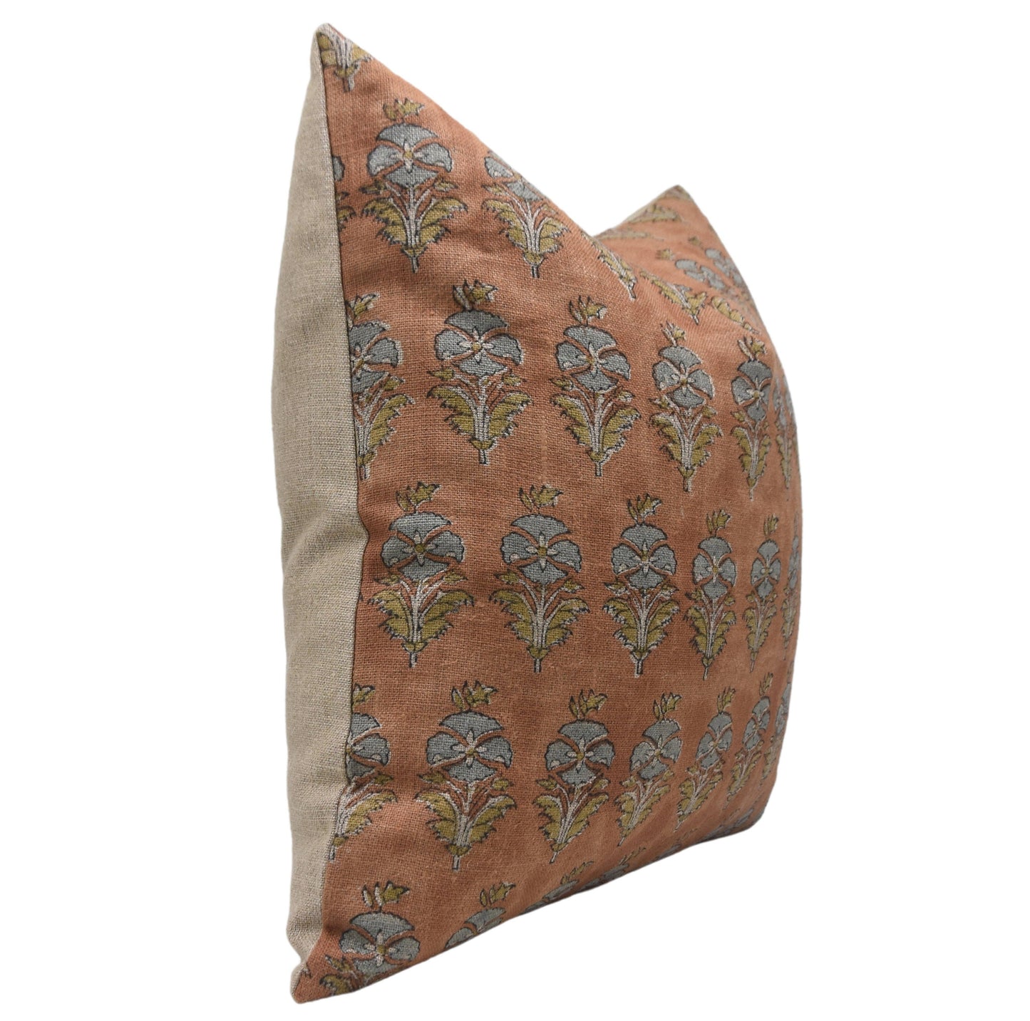 Mor Mukut Block Print Thick Linen Pillow Cover -