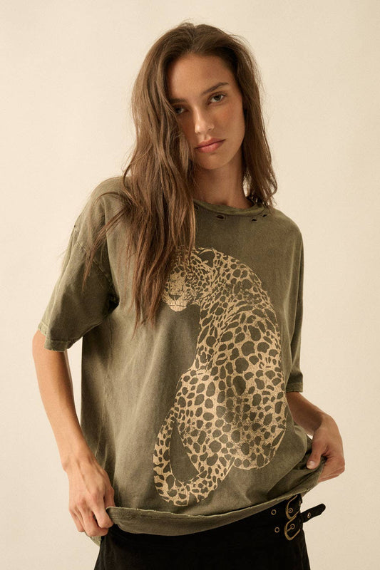 Cheetah Mineral-Washed Oversized Graphic Tee