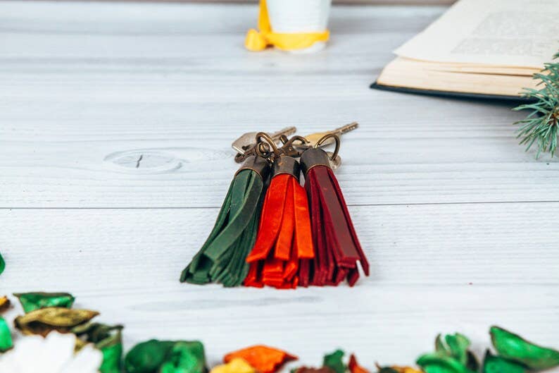 Tassel Leather Keychain for Women