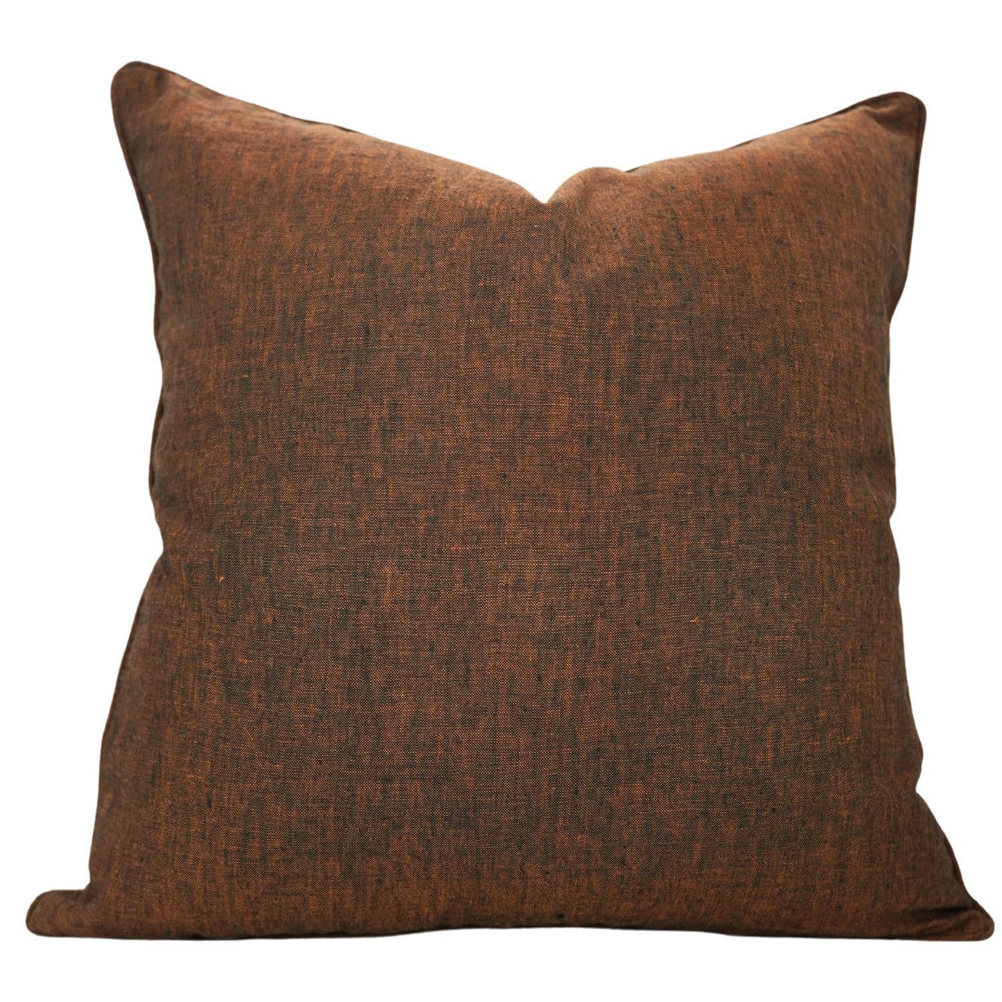 Hand Coloured Linen Solid Cushion - Brown 22x22