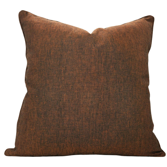 Hand Coloured Linen Solid Cushion - Brown 22x22