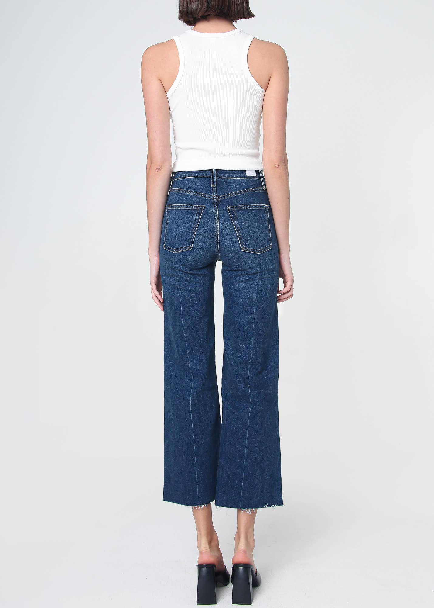 Queen High Rise Crop Wide Leg Jeans - Dart Detail