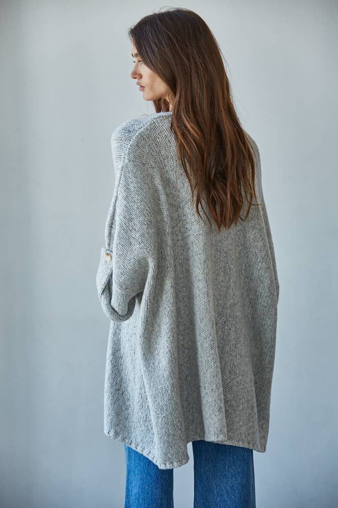 Quarter Sleeve Open Front Cardigan