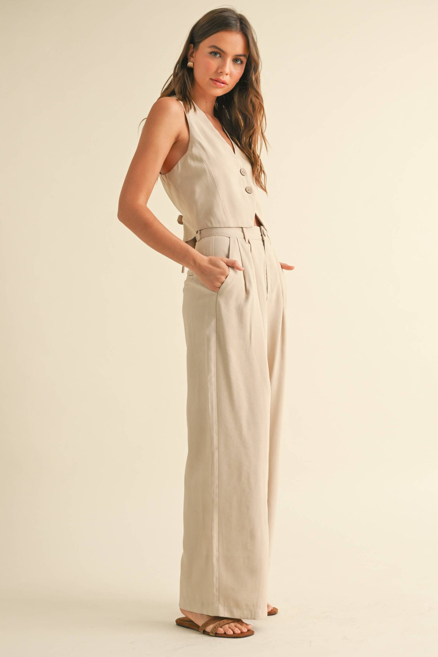High Waisted Wide Leg Trouser