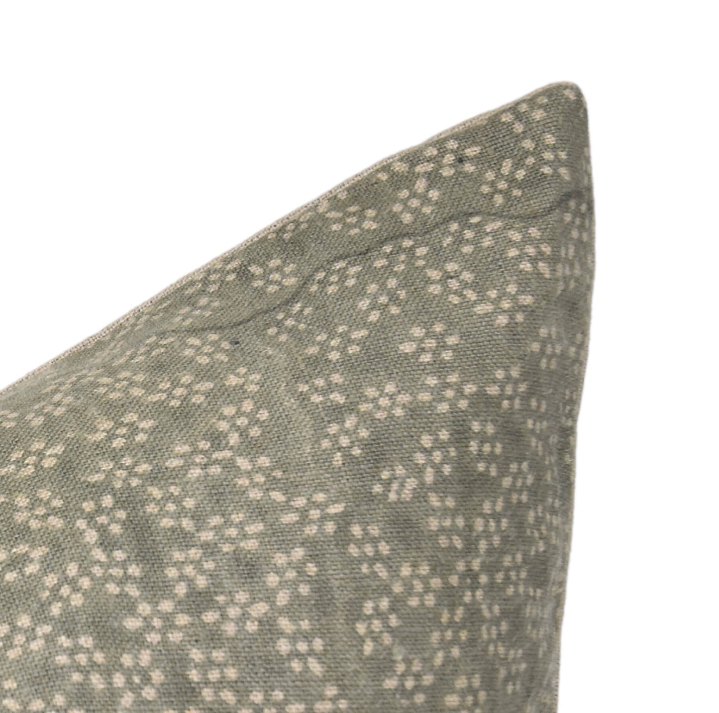 Ola Vrishti Pale Green Block Print Linen Pillow 22"