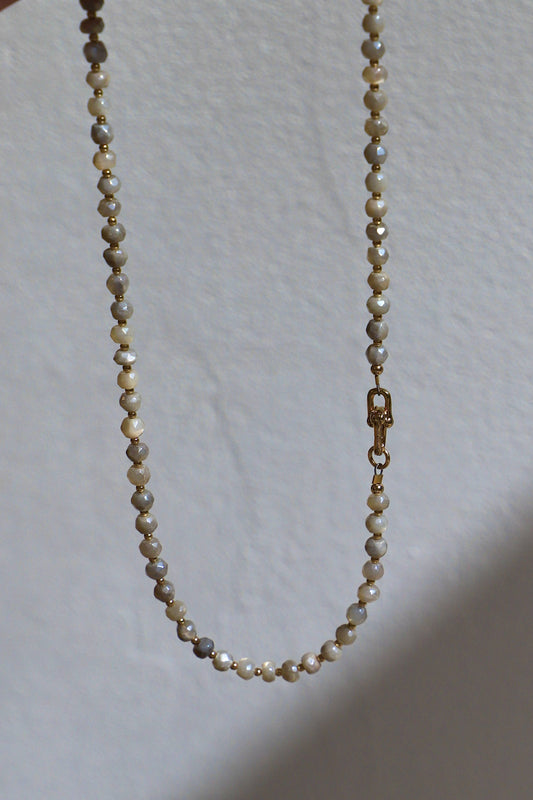 GREY SILVERITE BEADED NECKLACE