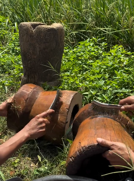 Teak Wood Mortar Floor Candles