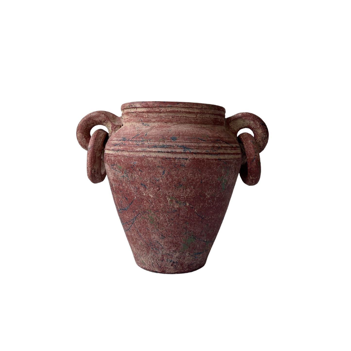 Rustic Red Ring Handled Vase
