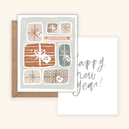 Fa La La Gifts + Happy New Year - 2 in 1 Card & Postcard