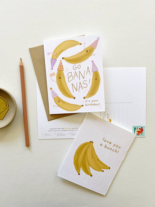 Go Bananas Birthday + Love You a Bunch - 2 in 1 Card & Postcard