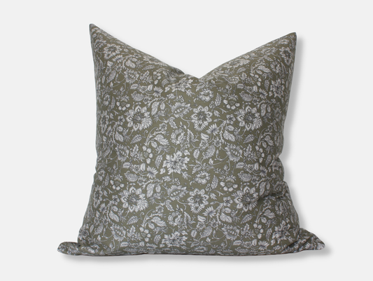 Olive Floral Pillow 14" x 20"