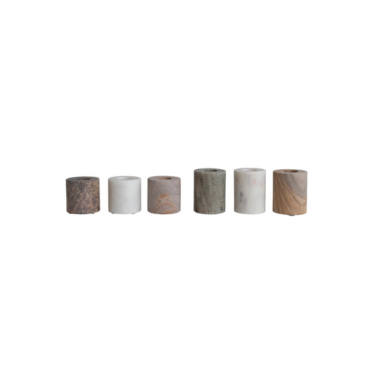 simple cylindrical taper candle holders in natural stone