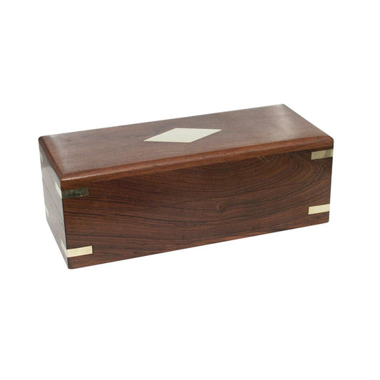 Brass Inlay Wooden Box 7.75"