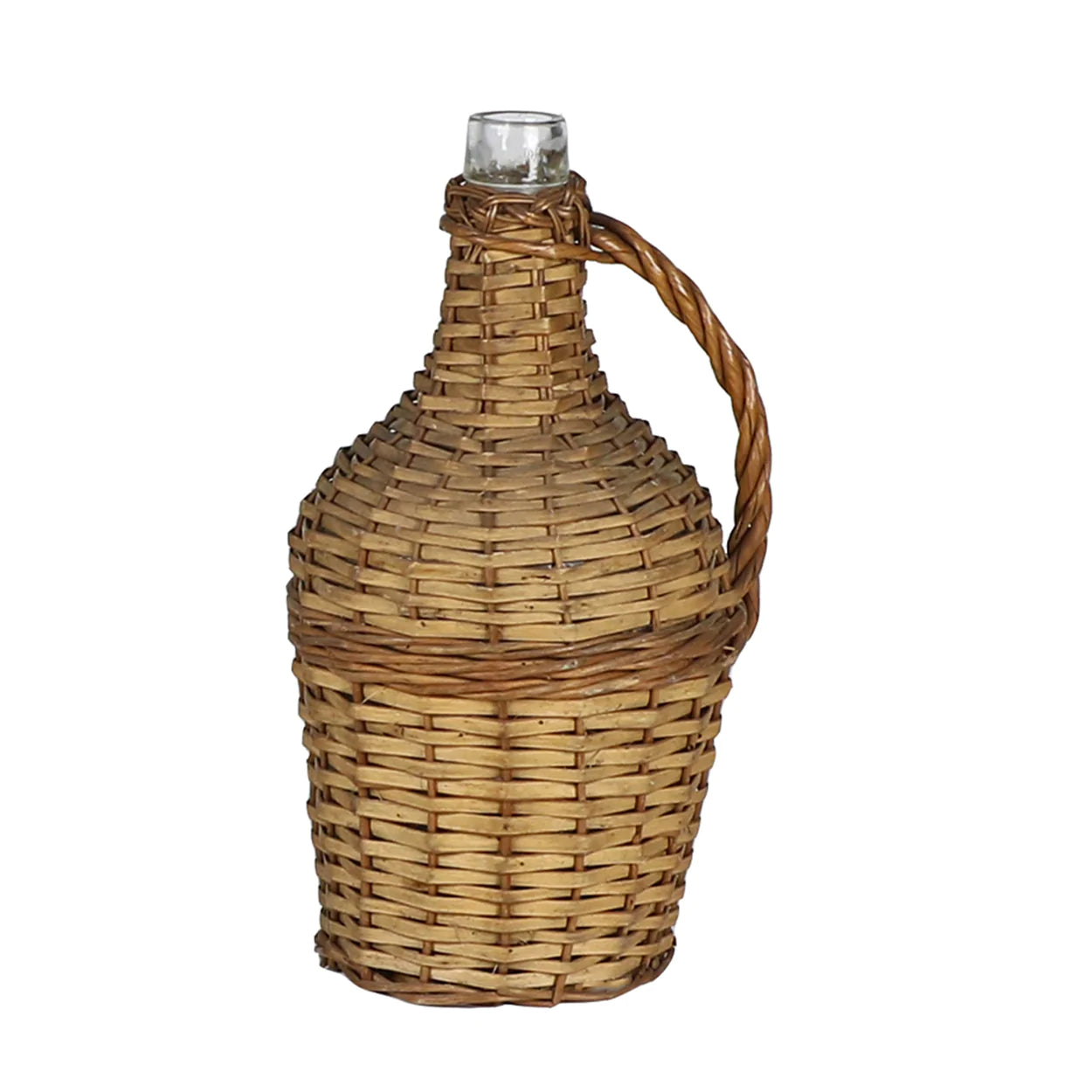 Vintage Wicker Covered Wine Bottle Small